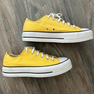 Converse Yellow Low Top Platform Canvas Sneakers